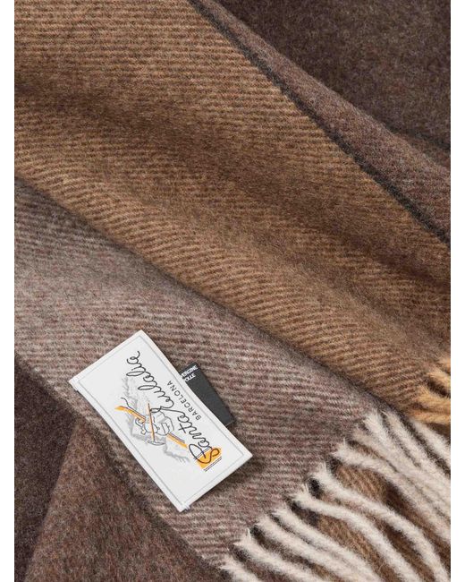 Santa Eulalia Brown Wool Striped Scarf for men