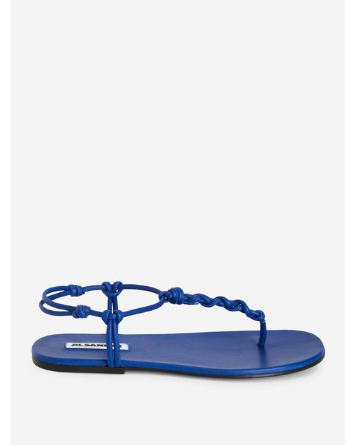 Jil Sander Blue Tangle Flat Sandals