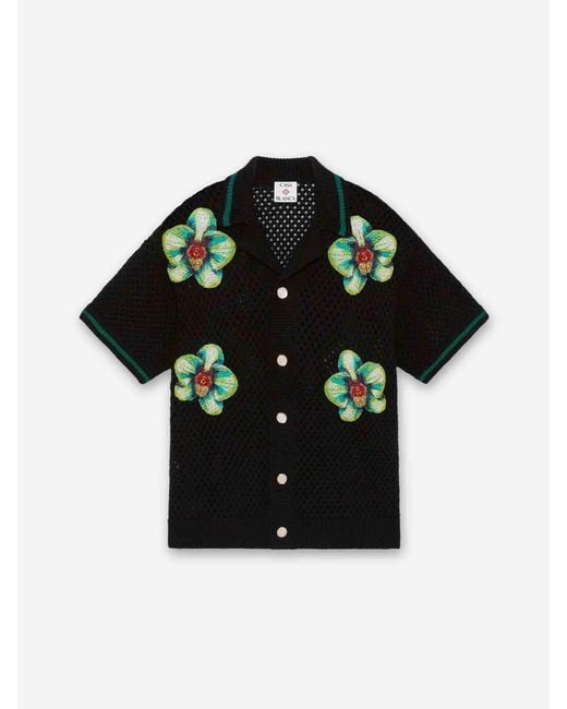 Casablanca Black Floral Knit Shirt for men