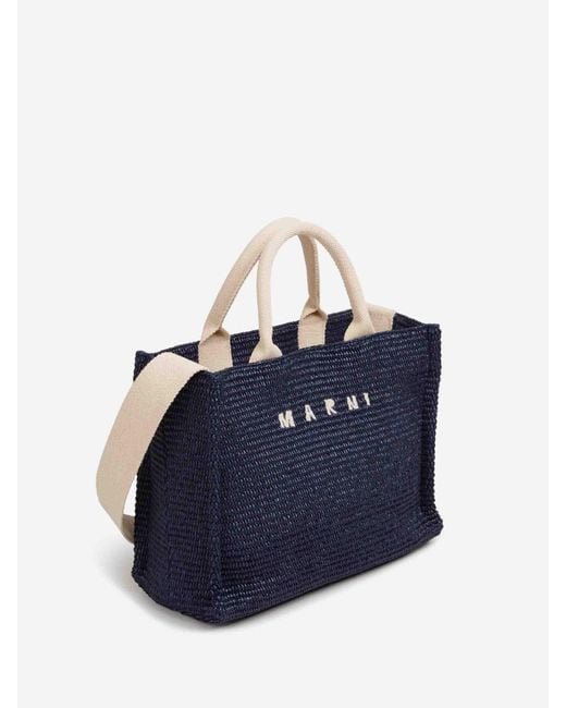 Marni Blue Raffia Tote Bag