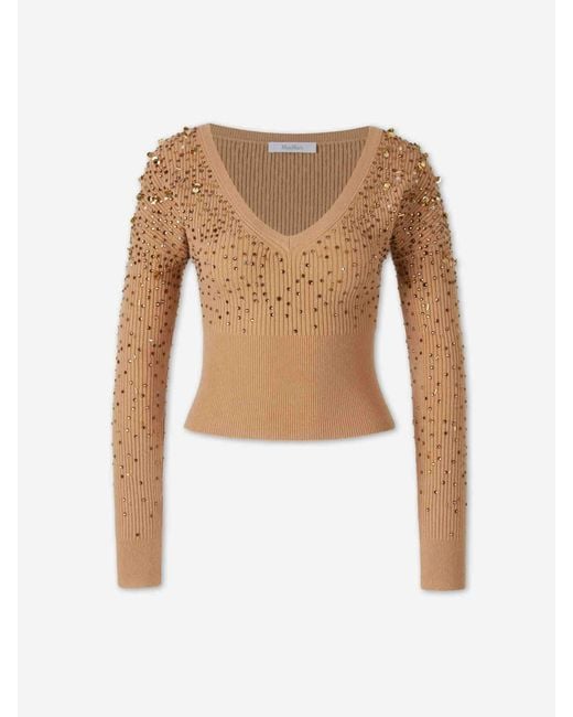 Max Mara White V-Neck Sweater
