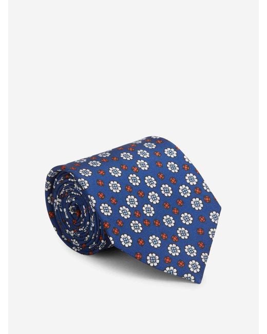 Marinella Blue Floral Silk Tie for men