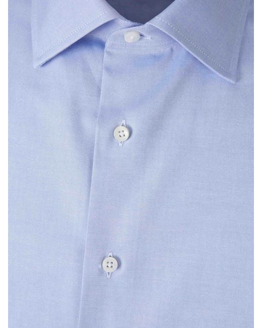 Canali Blue Cotton Dress Shirt for men