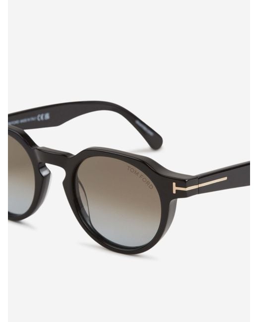 Tom Ford Black Round Sunglasses for men