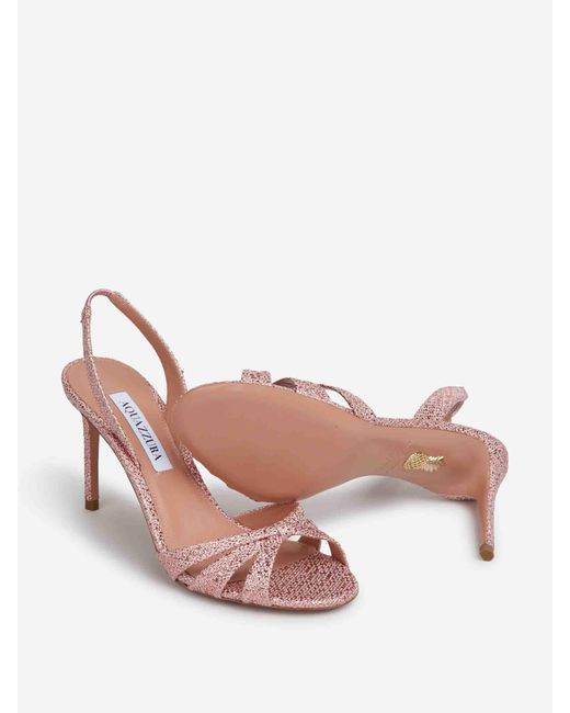 Aquazzura Pink Tati Metallic Sandals
