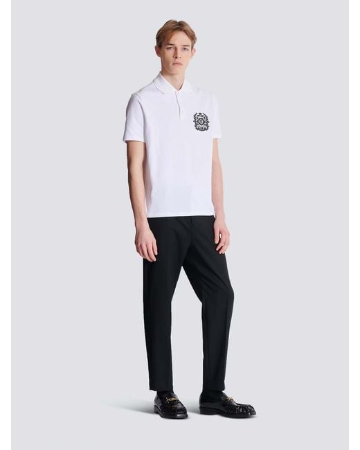 Polo Logo Estampado Balmain de hombre de color White