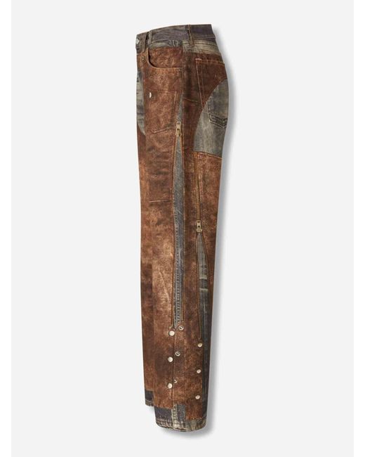 Jeans Larghi Trompe-L'Œil di Acne in Brown