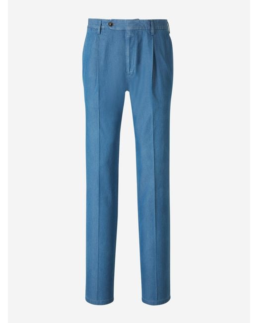 Santa Eulalia Blue Cotton Formal Trousers for men
