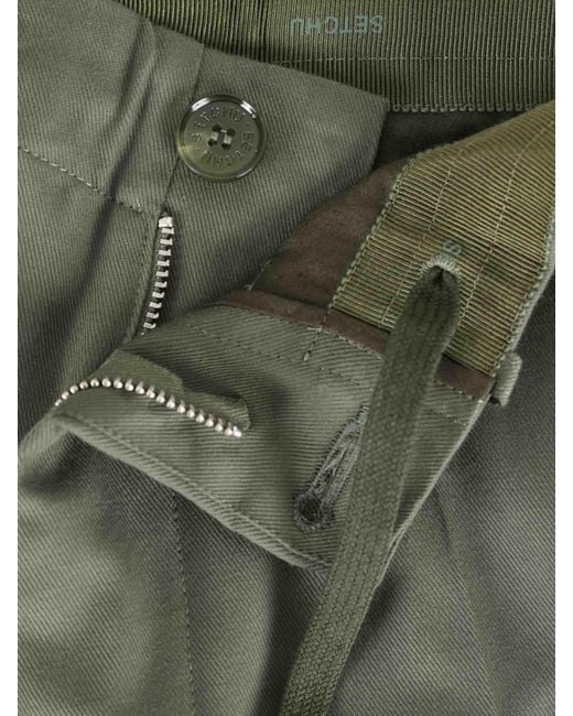 Setchu Green Wide Leg Cargo Pants for men