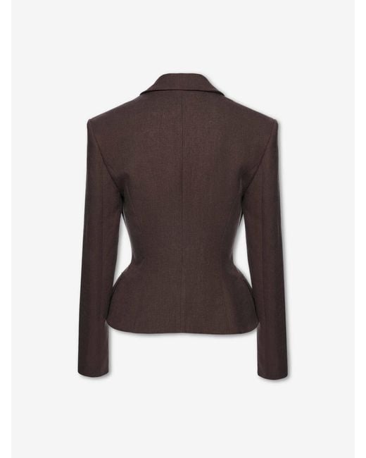 Magda Butrym Brown Fitted Linen Blazer