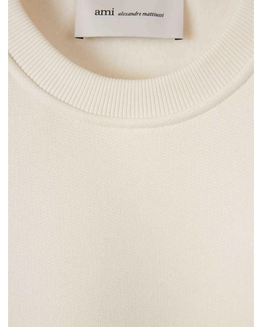 AMI White Crew Neck Sweatshirt