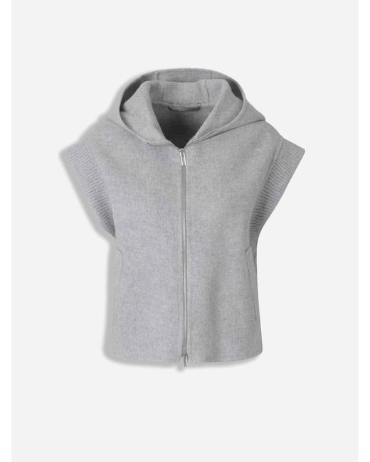 Peserico Gray Wool Knit Vest