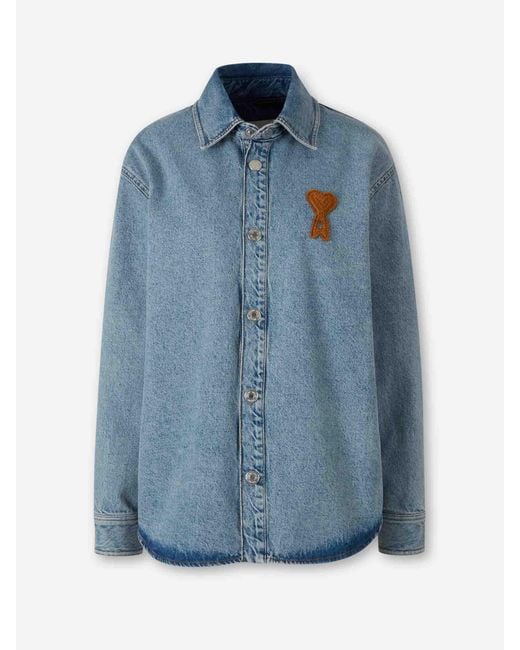 AMI Blue Denim Overshirt