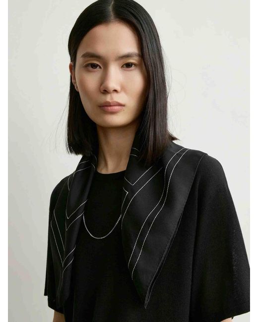 Totême Black Silk Scarf Monogram