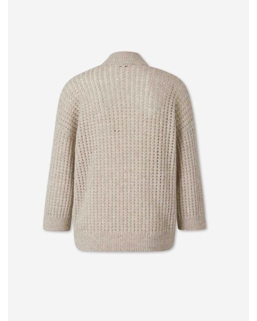 Peserico Natural Openwork Sequin Sweater