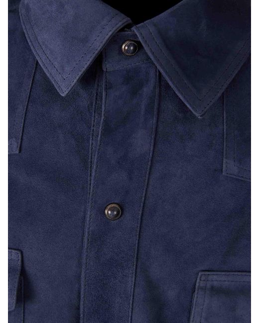 Santa Eulalia Blue Casual Leather Jacket for men