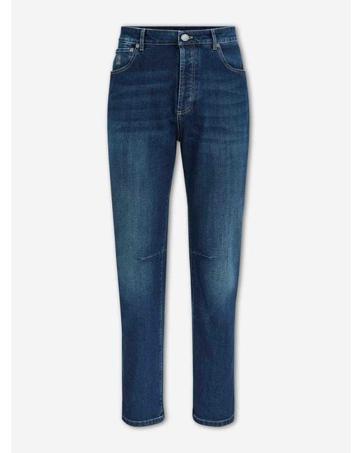 Brunello Cucinelli Blue Slim Cotton Jeans for men