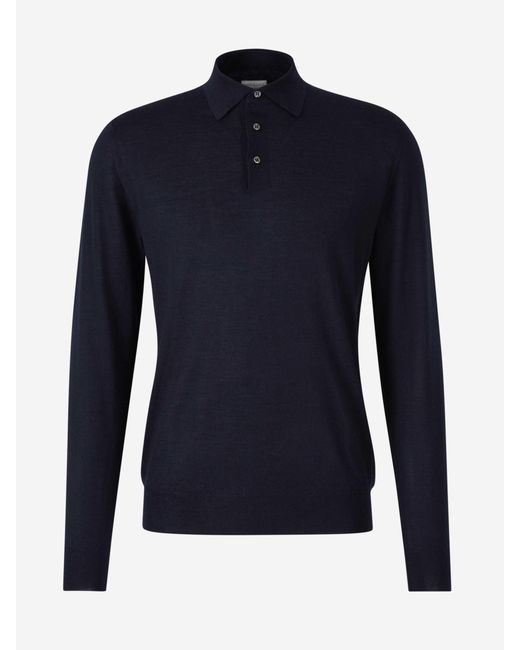 Santa Eulalia Blue Cashmere And Silk Polo for men