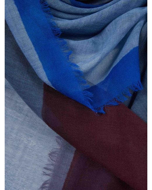 CASHÀ Blue Geometric Pattern Scarf