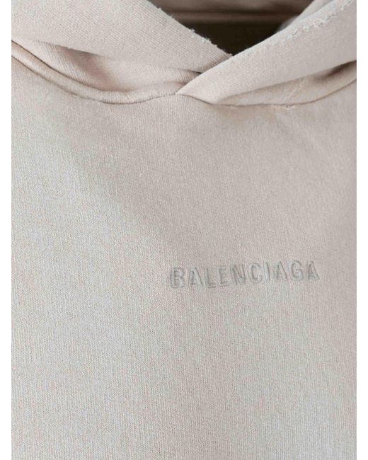 Felpa Con Cappuccio Logo di Balenciaga in White da Uomo