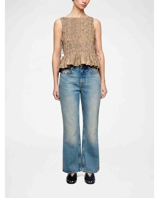 Ganni Natural Cotton Peplum Blouse