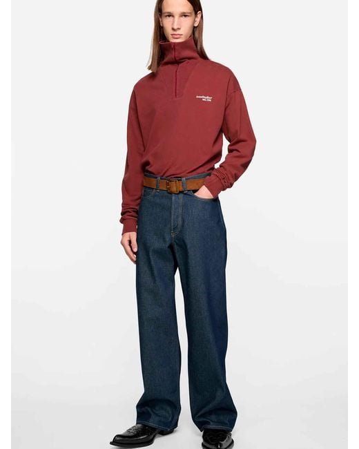 Acne Red Logo Sweatshirt Cotton for men