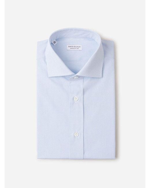 Santa Eulalia Blue Mini Check Motif Shirt for men