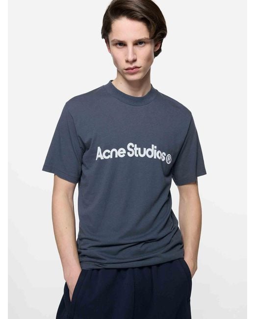 Acne Blue Logo T-Shirt for men