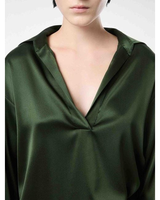 Tom Ford Green Plain Silk Blouse