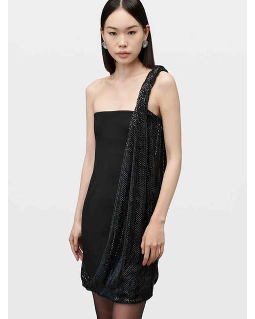 Alexander Wang Black Asymmetrical Dress With Rhinestones