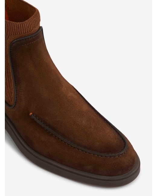 Bottes Chelsea Daim Santoni pour homme en coloris Brown