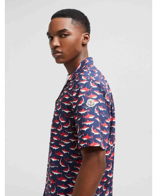 Camisa Estampado Algodón Moncler de hombre de color Blue