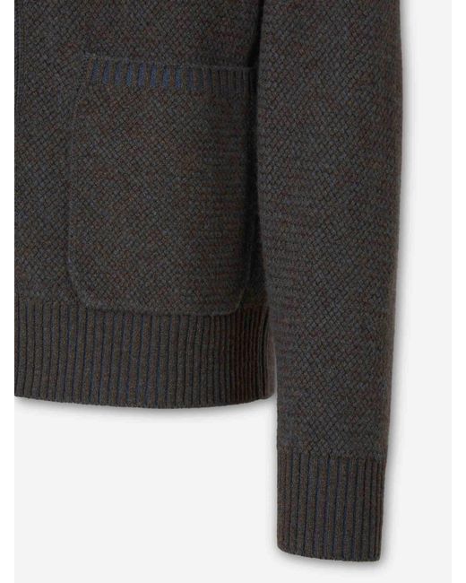 Zegna Black Textured Knit Cardigan for men