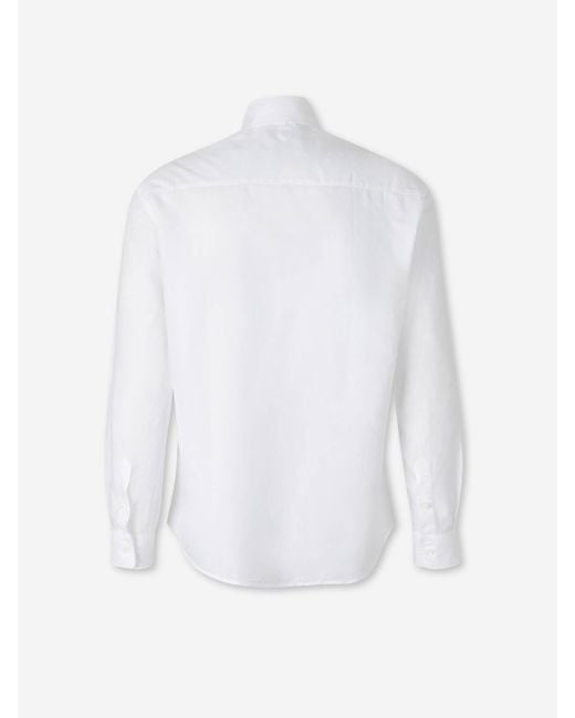 Canali White Embroidered Casual Shirt for men