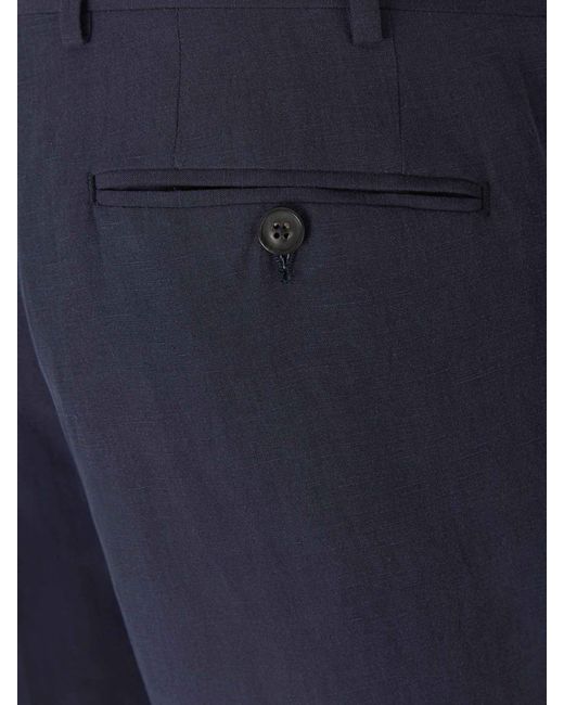 Canali Blue Linen And Silk Trousers for men
