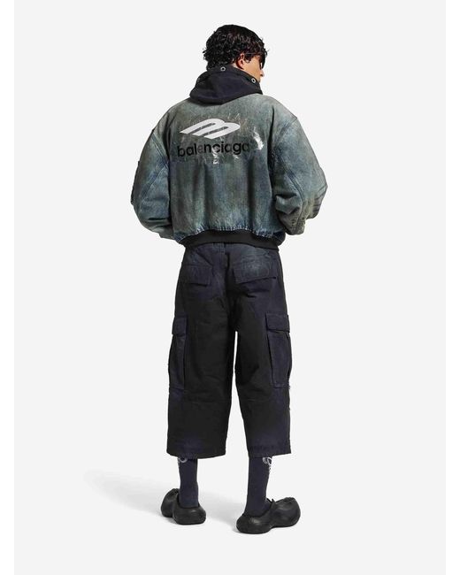 Balenciaga Blue Denim Bomber Jacket for men