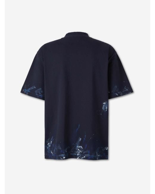 Balenciaga Blue T-Shirt Logo Painting for men