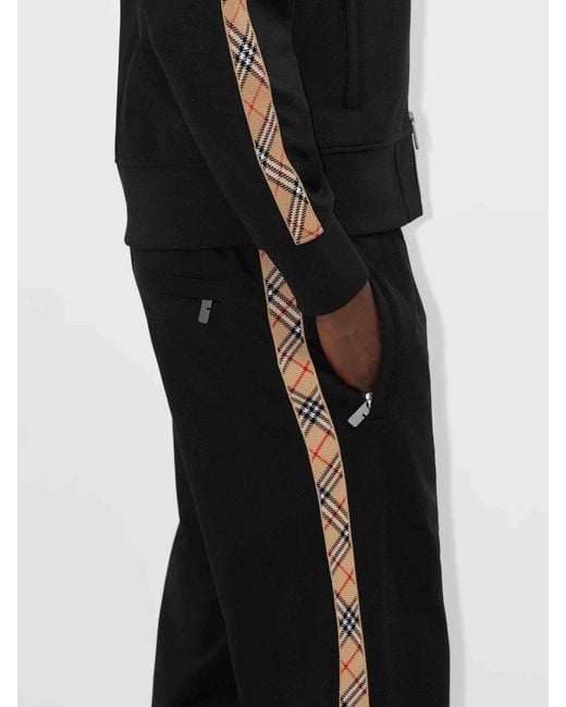Burberry Black Cotton Check Joggers for men