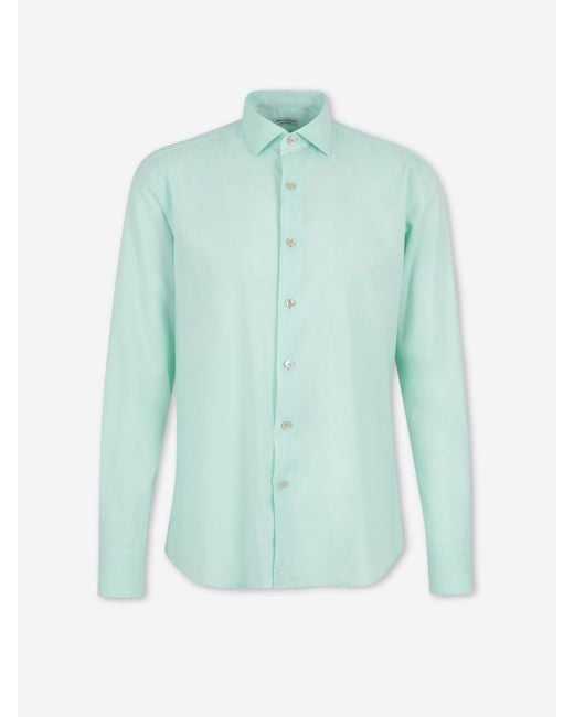 Santa Eulalia Blue Plain Cotton Shirt for men