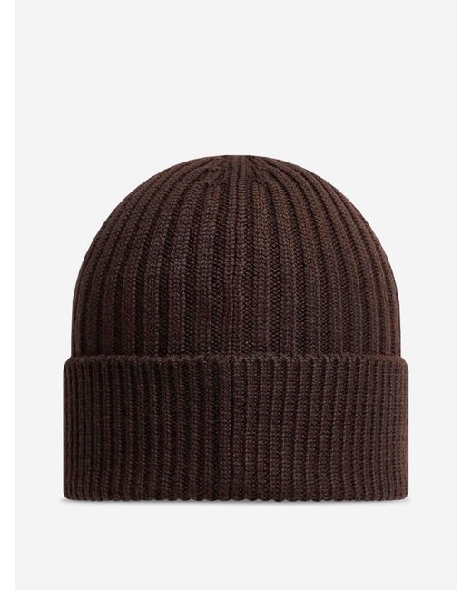 Moncler Brown Logo Wool Cap for men