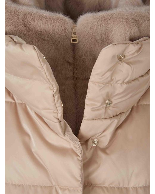 Herno Natural Down Jacket With Hood And Fur