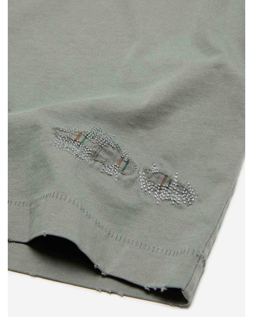 Acne Green Distressed Effect T-Shirt for men