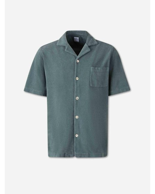 Camisa Terry Algodón Fedeli de hombre de color Blue