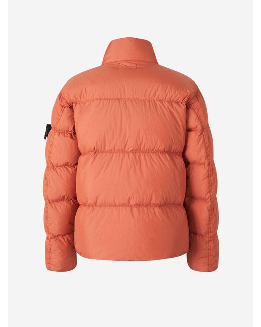 Manteau Matelasse A Logo Stone Island pour homme en coloris Orange Lyst