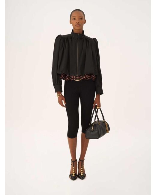 Veste Raccourcie En Toile De Coton À Fronces Chloé en coloris Black