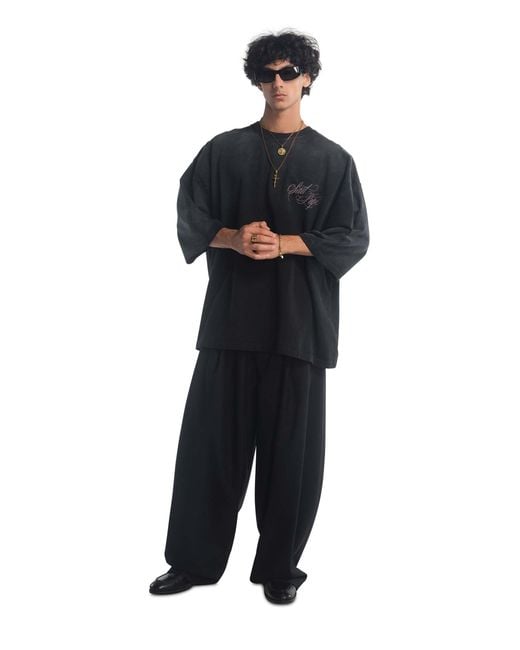 Willy Chavarria Black Round Neck T-Shirt for men