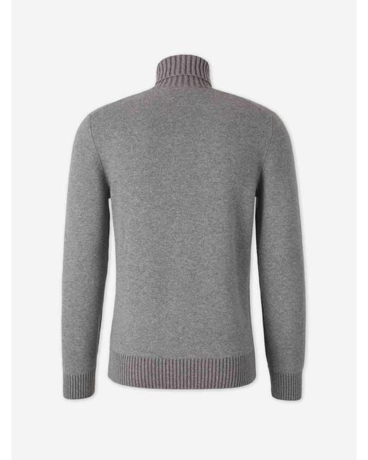 Gran Sasso Gray Cashmere Turtleneck Sweater for men