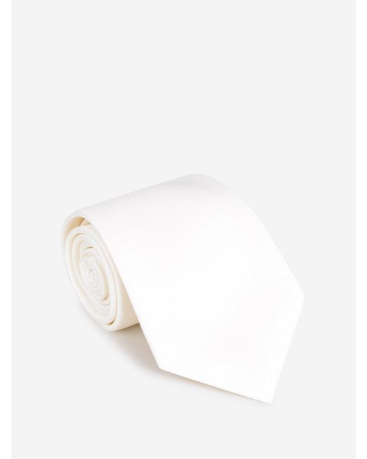 Petronius White Plain Silk Tie for men
