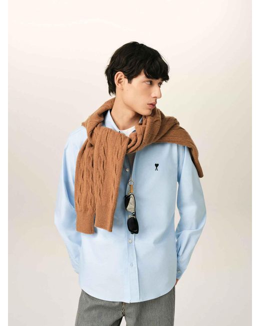 AMI Blue Casual Cotton Shirt for men