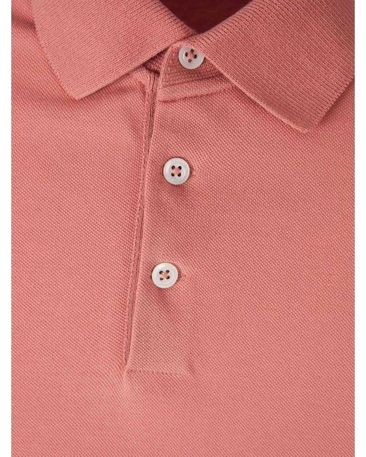 Brunello Cucinelli Pink Plain Polo Logo for men
